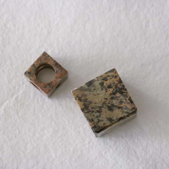 Vintage Modernist Modular Cube Stone Candle Holder - Picture 4 of 5